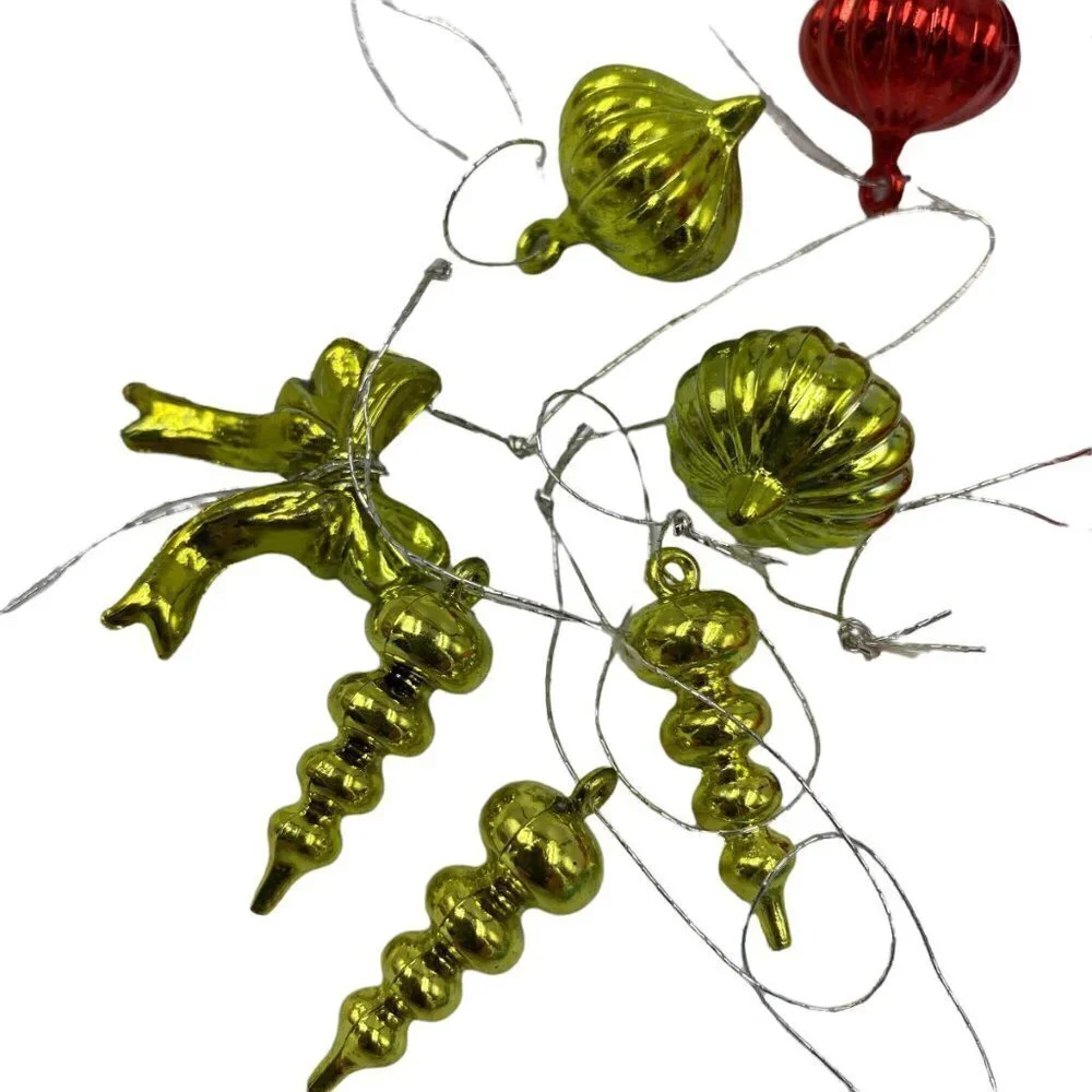Mini Holiday Ornaments Beads & Baubles 28 pieces Red Blue Green Gold Under 1